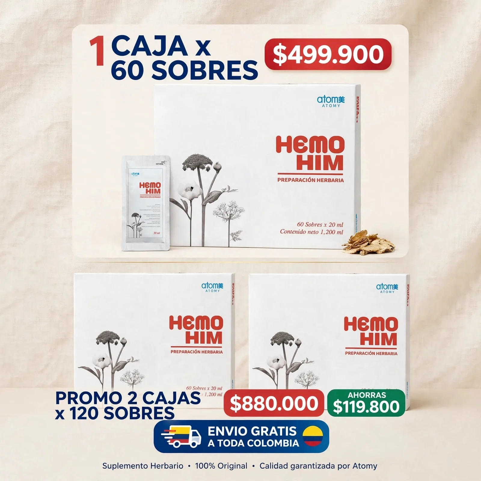 🔥 ATOMY HEMOHIM ORIGINAL - 60 SOBRES x 20ml 🔥 ✅ 100% ORIGINAL