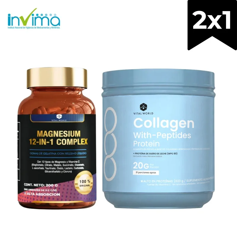 COMBO VITAL WORLD MAGNESIUM 12-IN-1 COMPLEX + COLLAGEN WITH-PEPTIDES PROTEIN