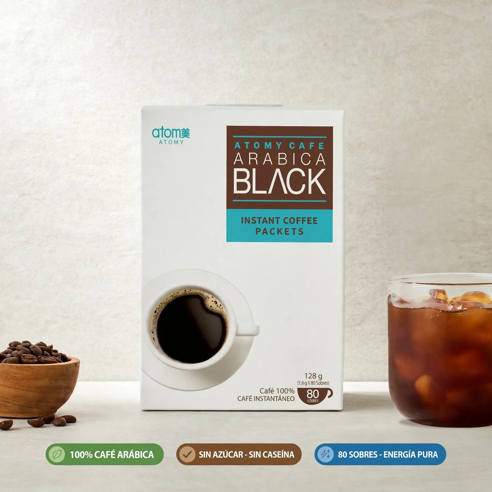 ☕ ATOMY CAFÉ ARÁBICA BLACK ORIGINAL - 80 SOBRES ☕ imagen 3