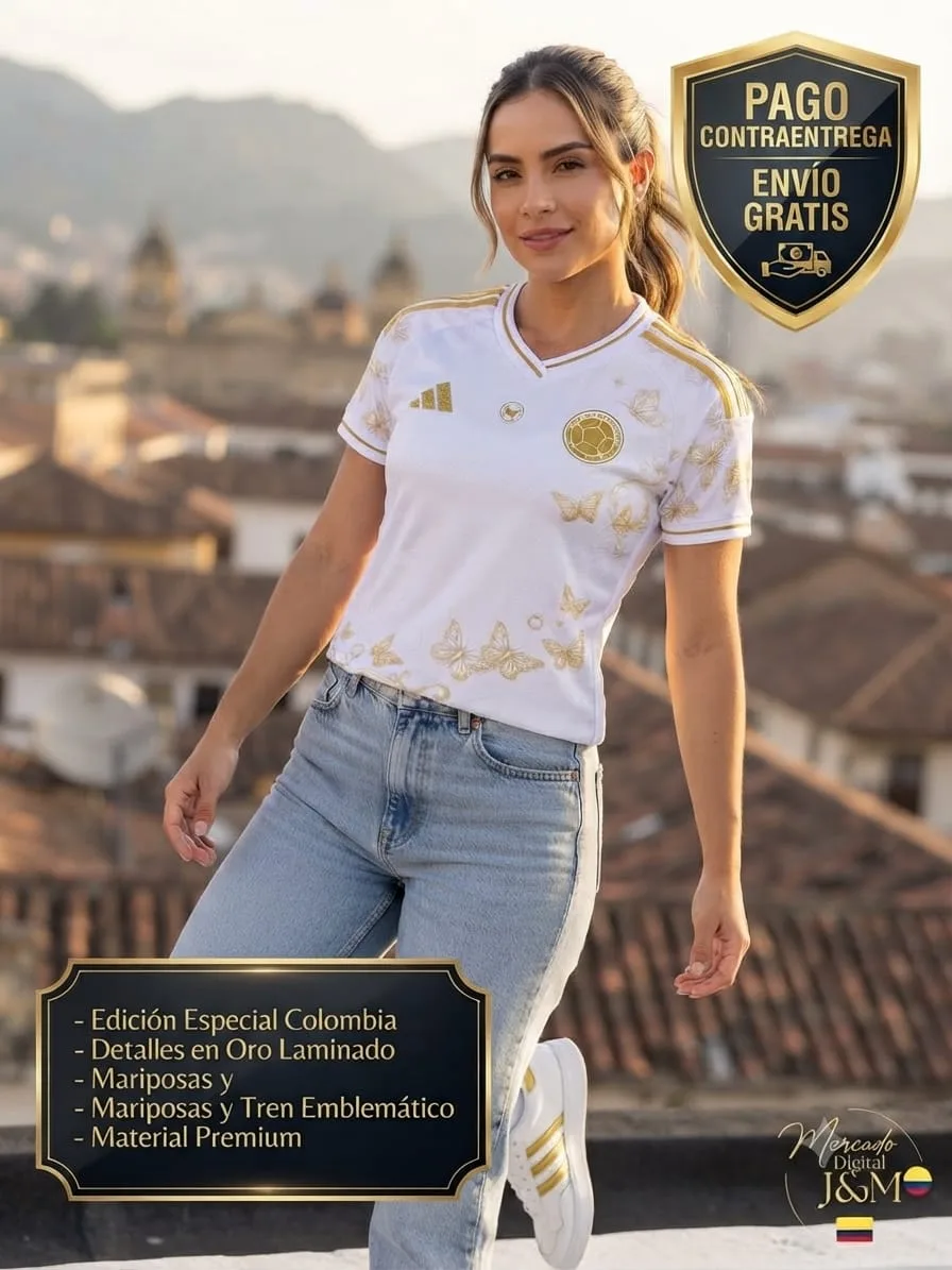 Camiseta Colombia Mariposas Blanca (DAMA)